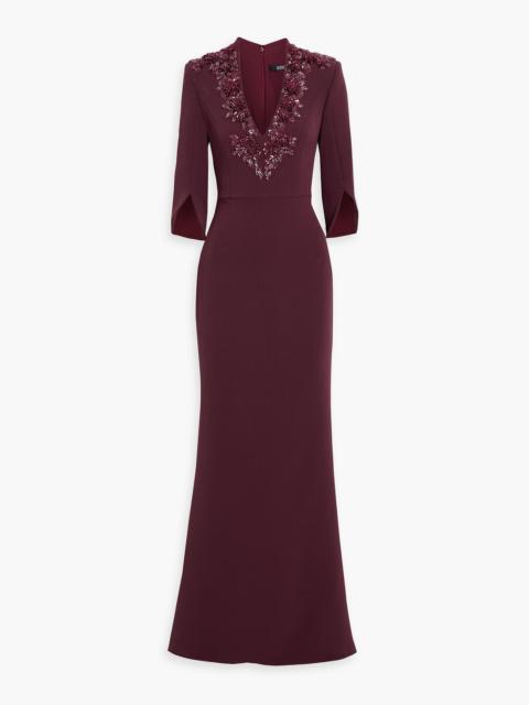 Other Designers Floral-appliquéd crepe gown