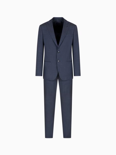GIORGIO ARMANI SOHO LINE SINGLE-BREASTED SUIT IN A CHAMBRAY-EFFECT WOOL AND SILK