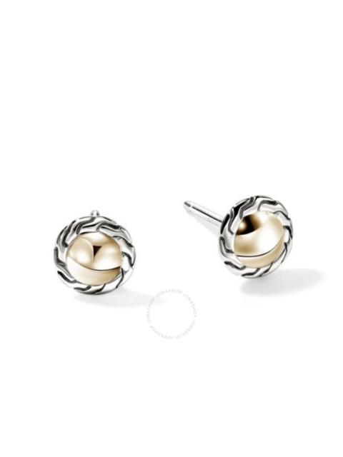 John Hardy - John Hardy Essential Two-Tone Sterling Silver and Yellow Gold Stud Earrings - EZZ98702