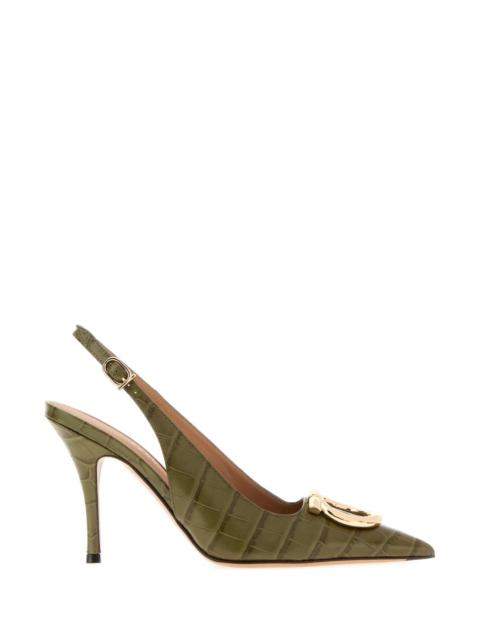FERRAGAMO Salvatore Ferragamo Women Olive Green Leather Sara Pumps