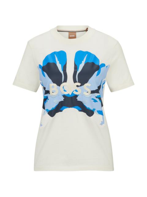 BOSS COTTON SLIM-FIT T-SHIRT WITH SEASONAL ARTWORK