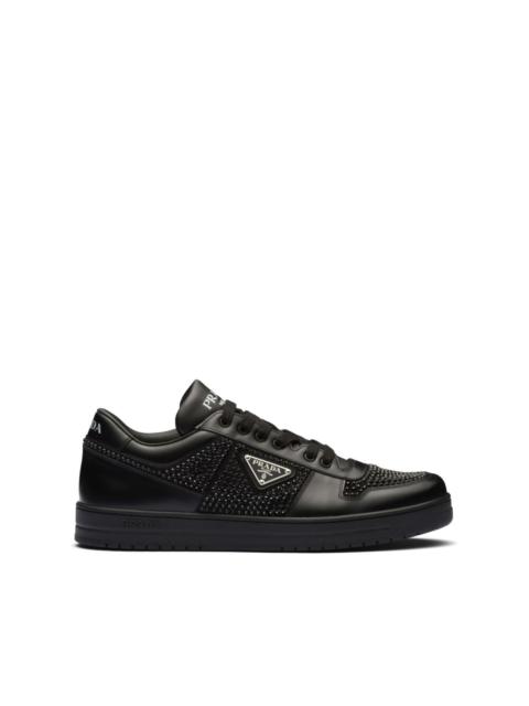 crystal-embellished leather sneakers