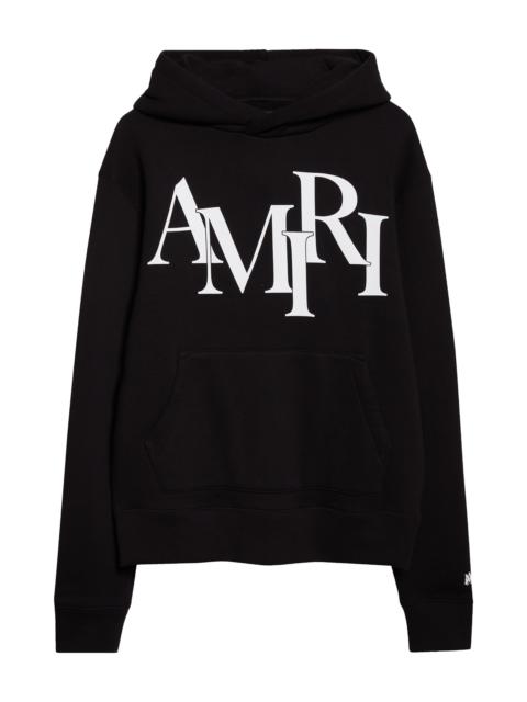 AMIRI AMIRI Staggered Logo Graphic Hoodie in Black at Nordstrom