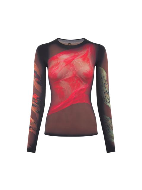 Marine Serre Recycled Draped Statue Jersey Second Skin Crewneck Top