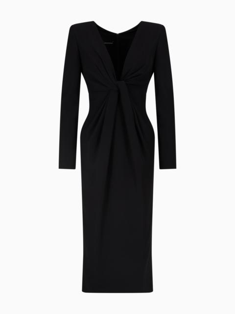 EMPORIO ARMANI TECHNICAL-CADY MIDI DRESS WITH TORCHON