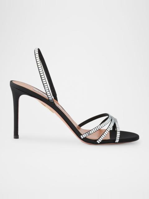 AQUAZZURA Memoire Crystal Grosgrain Halter Sandals