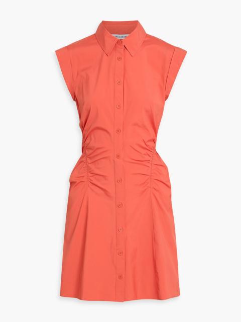 VERONICA BEARD Tallulah ruched cotton-blend poplin mini shirt dress