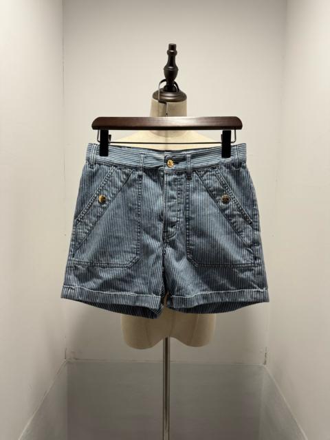 CELINE Celine Triomphe Striped Shorts