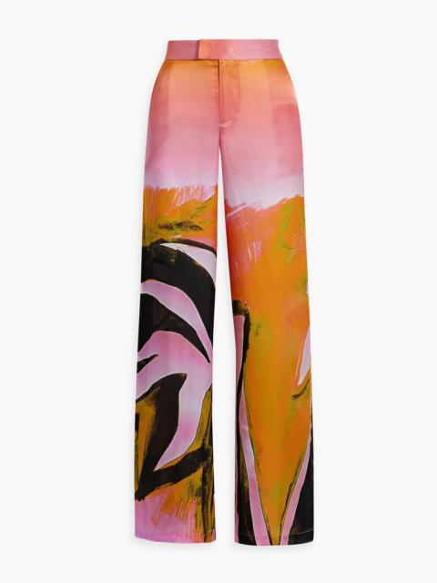 Other Designers Printed silk-satin crepe wide-leg pants