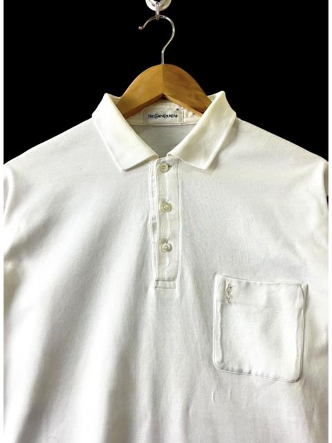 Other Designers Vintage - VTG YVES SAINT LAURENT SLIMFIT LONGSLEEVE POLO SINGLE POCKET