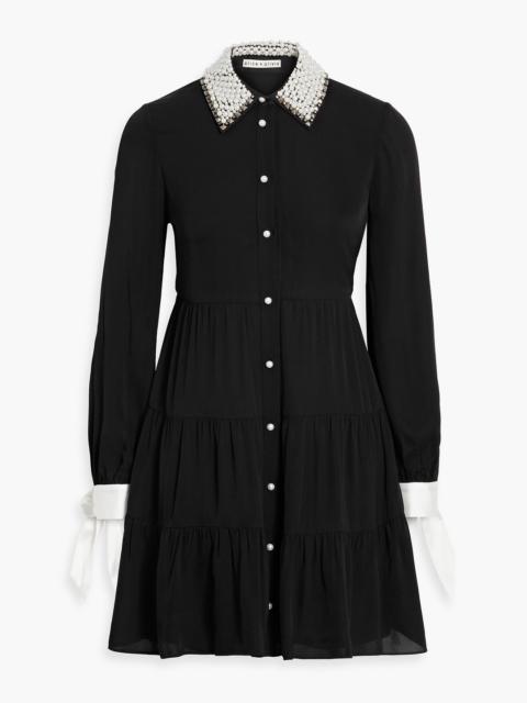 Alice + Olivia Meeko embellished twill mini shirt dress