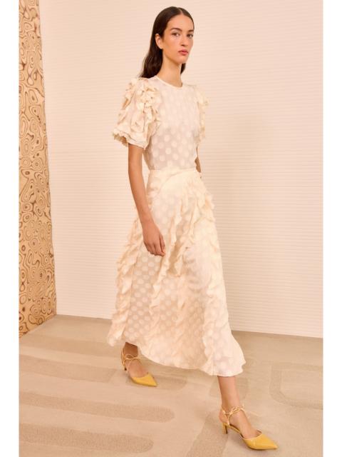 ULLA JOHNSON Poppy Cascading Ruffle Midi Skirt