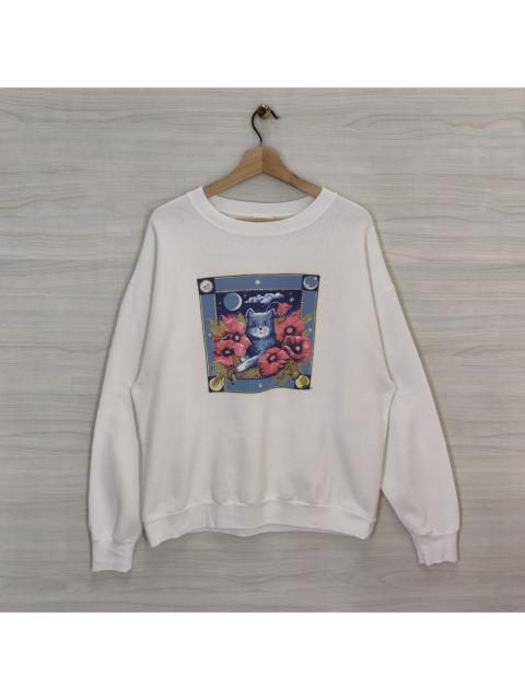 Other Designers Delta × Vintage - Vintage Delta Fifty Fifty Cat Crewneck Sweatshirt Large