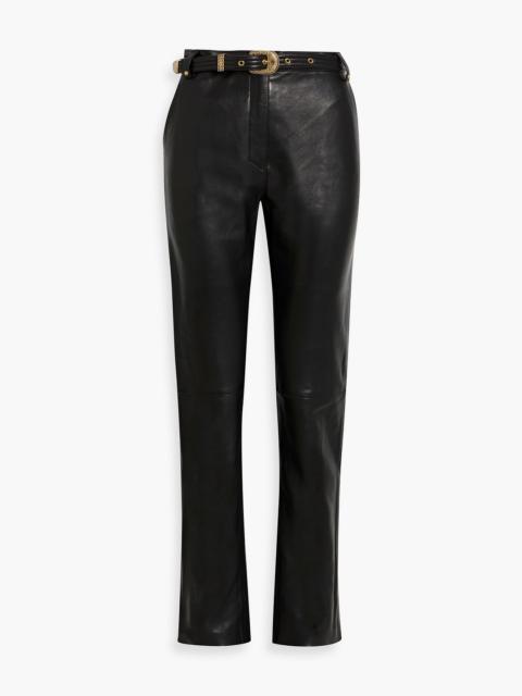 Balmain Belted leather slim-leg pants