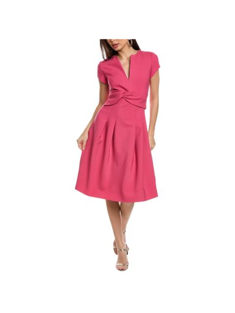 Oscar de la Renta Oscar de la Renta Split Neck Twist Wool-Blend A-Line Dress