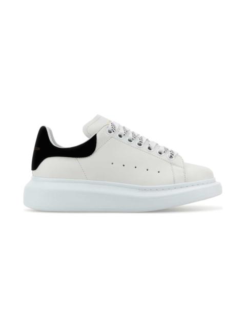 Alexander McQueen White Leather Sneakers With Black Suede Heel