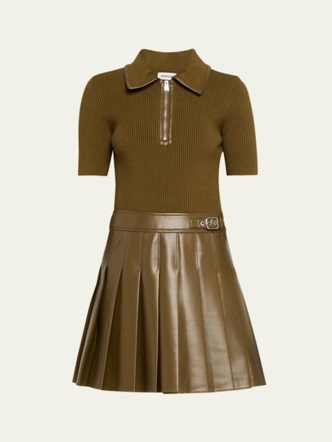 SIMKHAI Linnie Pleated Combo Mini Dress