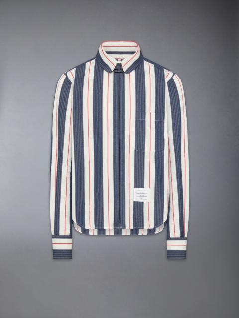 Thom Browne STRIPE SEERSUCKER ZIP UP SHIRT