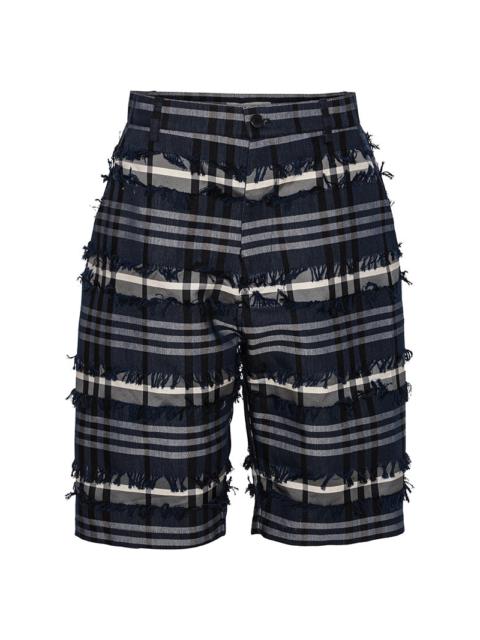 HENRIK VIBSKOV FAST SHORTS - NAVY BLACK FRINGE CHECKS