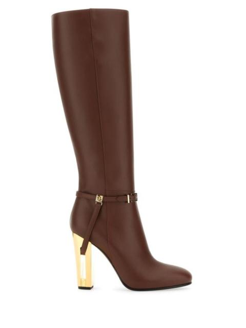 Fendi Woman Brown Leather Delfina Boots