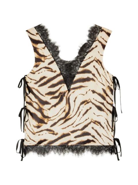 GANNI Ganni Women Zevra Print V-Necked Top