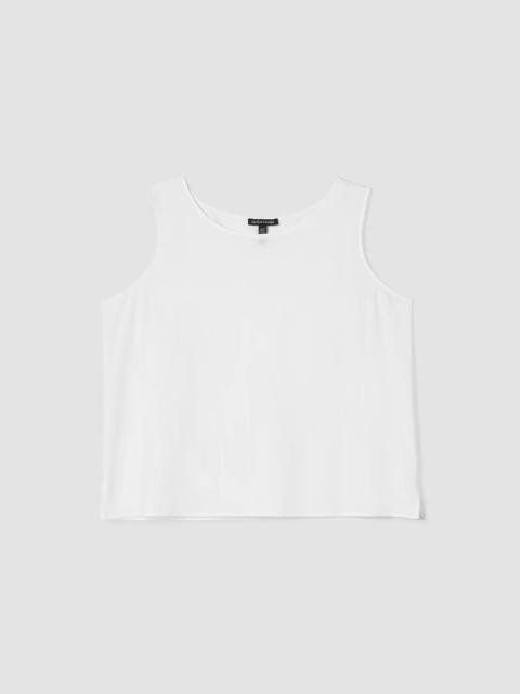 EILEEN FISHER Silk Georgette Crepe Ballet Neck Tank