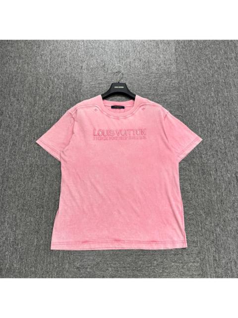 Louis Vuitton Louis Vuitton Embroidered Logo Pink Water Wash Distressed Short Sleeve Shirt