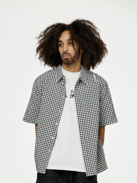 Marni GINGHAM SEERSUCKER SHORT-SLEEVED SHIRT (BLACK)