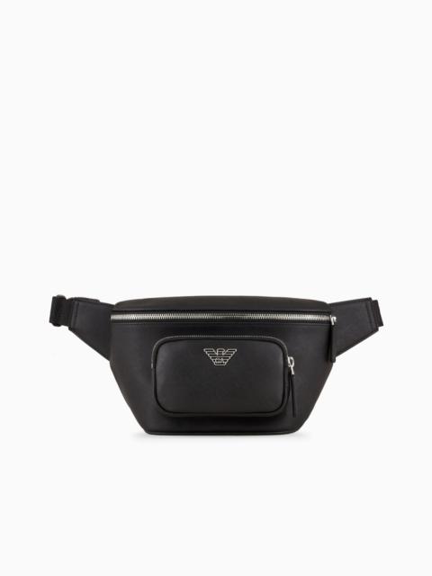 EMPORIO ARMANI ASV regenerated Saffiano leather belt bag with eagle plate
