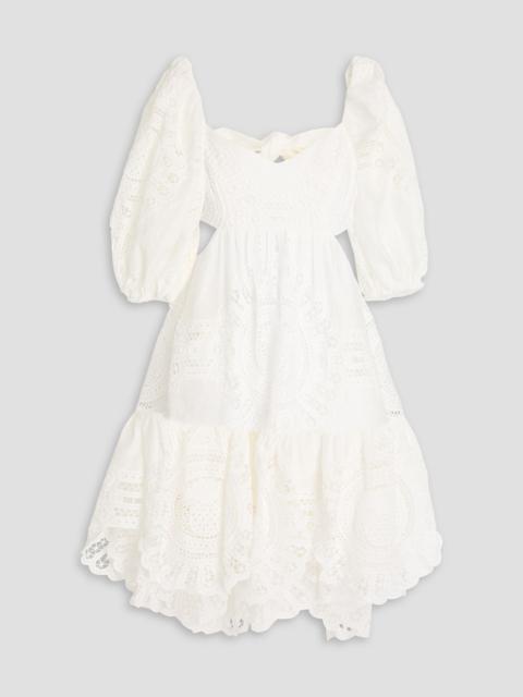 Zimmermann Cutout broderie anglaise linen mini dress