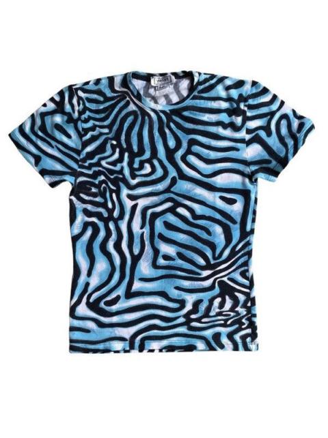 Vintage SS 2000 Versace Blue Zebra Print T Shirt