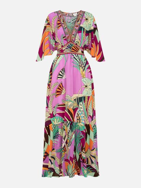 CAMILLA WAISTED DRESS WITH HEM RUFFLE