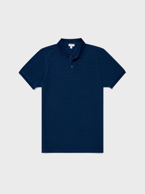 Sunspel Indigo Dyed Piqué Polo Shirt