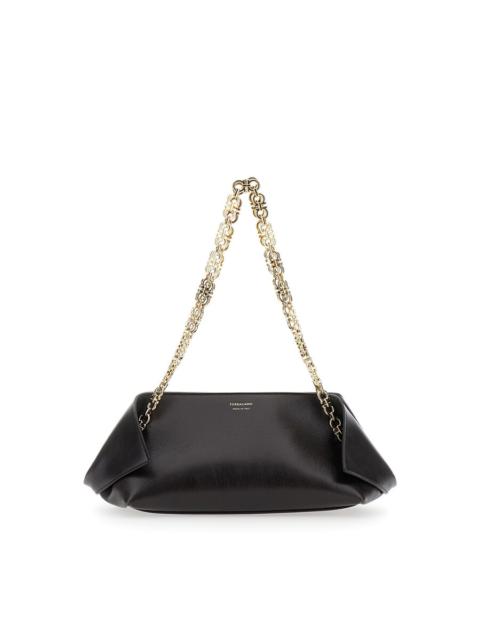 FERRAGAMO Ferragamo Brown Shoulder Bag With Logo Strap And Logo Lettering On The Front In Leather