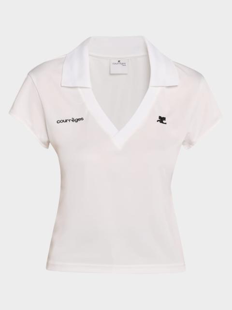 courrèges Sports Cropped Polo Top