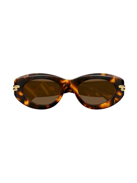 Bottega Veneta Oval Sunglasses - Havana Brown