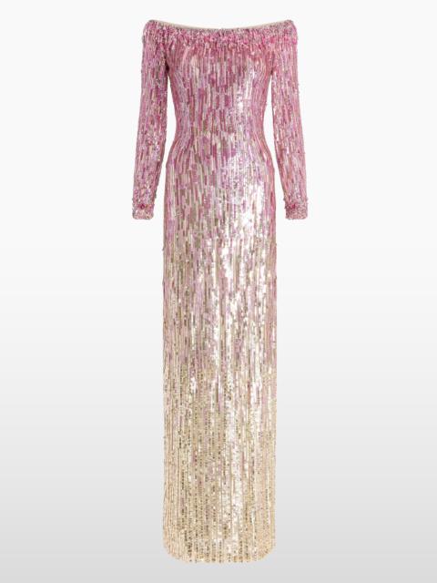 JENNY PACKHAM Jenny Packham Marnie Sequin Maxi Dress in Sand Fossil at Nordstrom