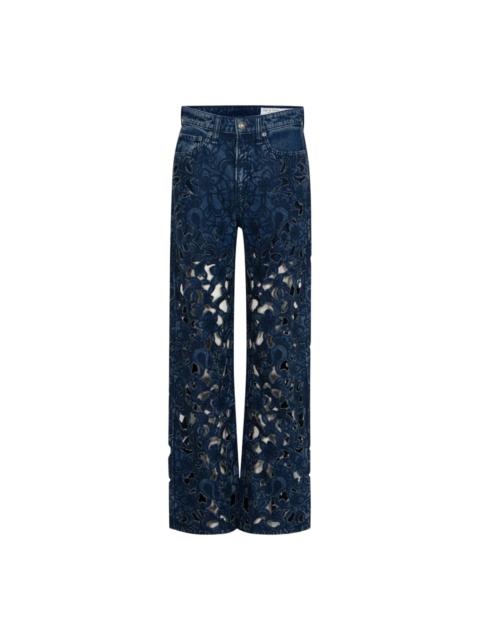 rag & bone Logan Mid Rise Wide Leg Floral Cutout