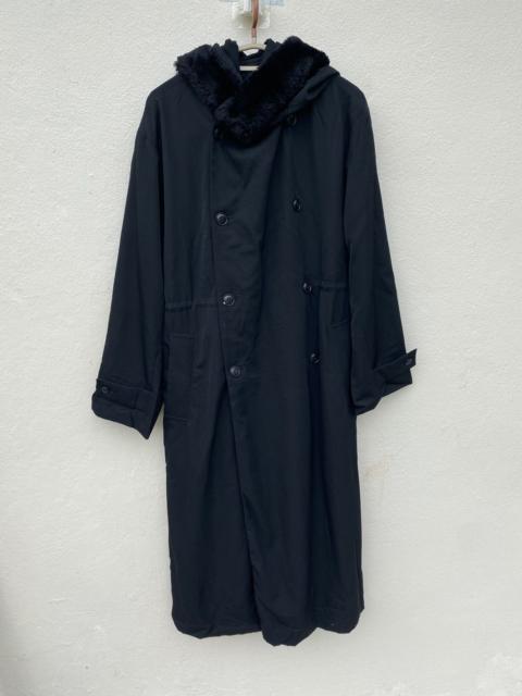 Yohji Yamamoto VTG Workshop Fur Hooded Overcoat Black - Archive Piece