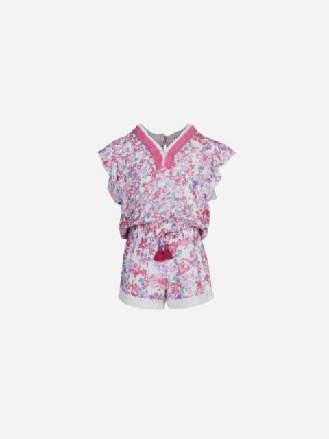 Poupette St Barth Short Jumpsuit Sasha for girls - Pink Garden Rose