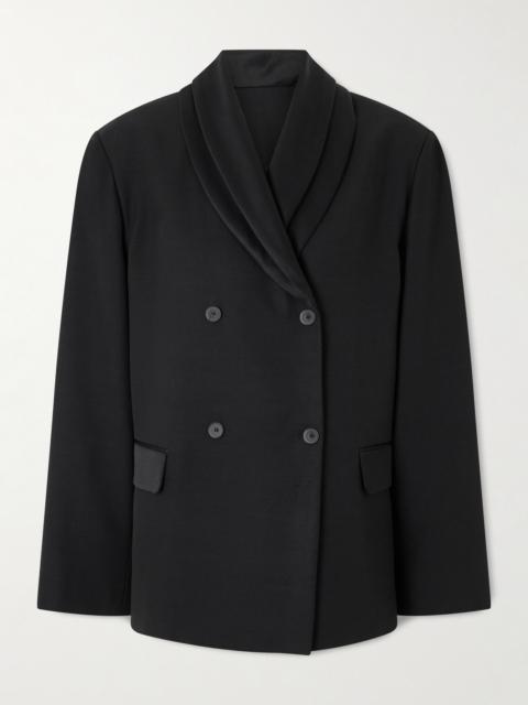 Loulou de Saison Jiha Double-breasted Satin-trimmed Woven Blazer