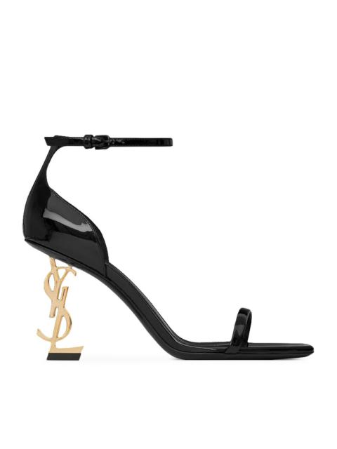 Saint Laurent Women Opyum Patent Sandals With Golden Heel