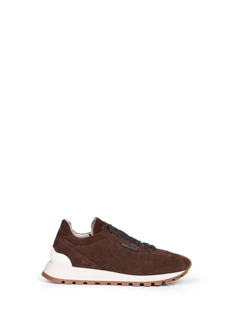 Brunello Cucinelli Brunello Cucinelli Women Espresso Suede Runners With Shiny Tab