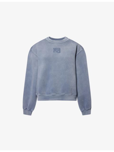 Alexander Wang Crewneck Logo-Embroidered Cotton-Blend Sweatshirt