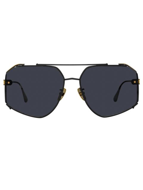 LINDA FARROW AMAR AVIATOR SUNGLASSES IN MATT NICKEL