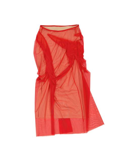 Maison Margiela Ladies Red Tulle-Overlay Asymmetric Skirt