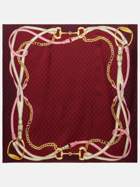 GUCCI Horsebit silk jacquard scarf