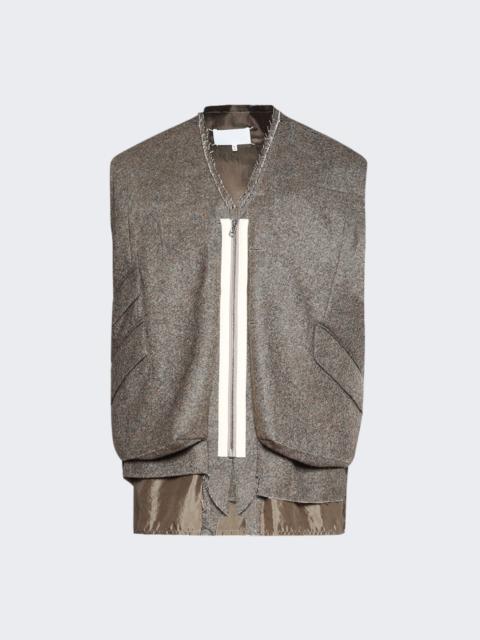 Maison Margiela Zip Up Gilet Brown Melange