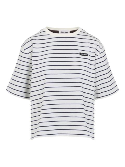 Miu Miu striped logo T-shirt