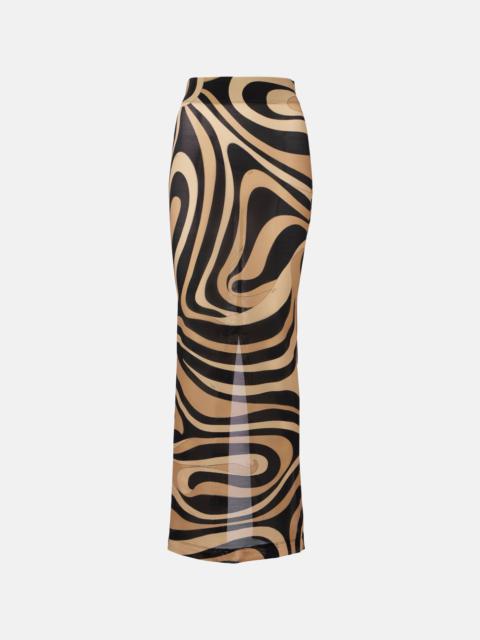 PUCCI Printed semi-sheer maxi skirt